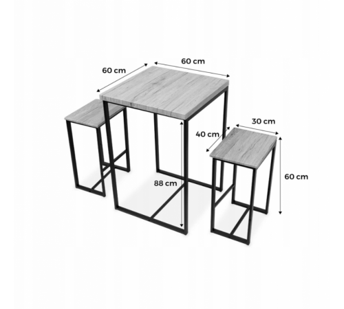 Высокий стол с 2 барными стульями