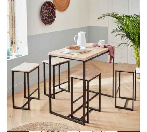 Высокий стол с 4 барными стульями