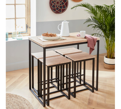 Высокий стол с 4 барными стульями