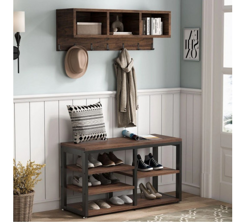 Вешалка для одежды 5 В 1 с настенной полкой