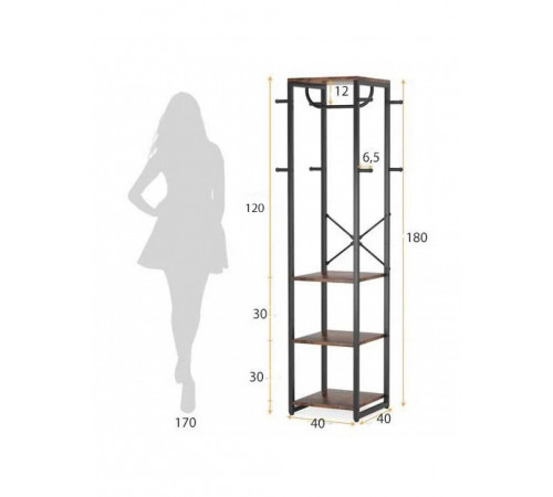 Вешалка для одежды с 4 полками и 8 крючками