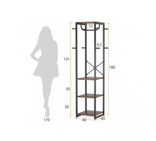 Вешалка для одежды с 4 полками и 8 крючками