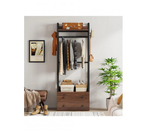 Вешалка для одежды с ящиками, крючками и полками