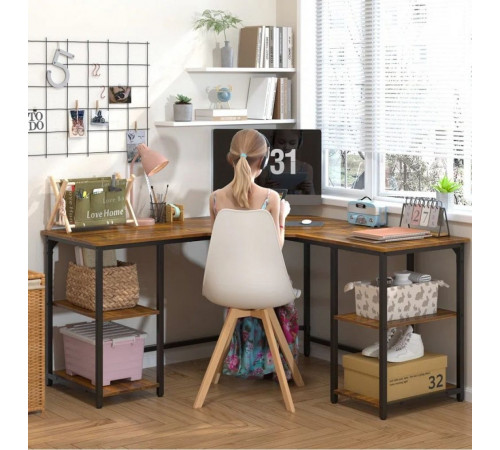 Г-образный компьютерный стол Haillee с металлическим основанием