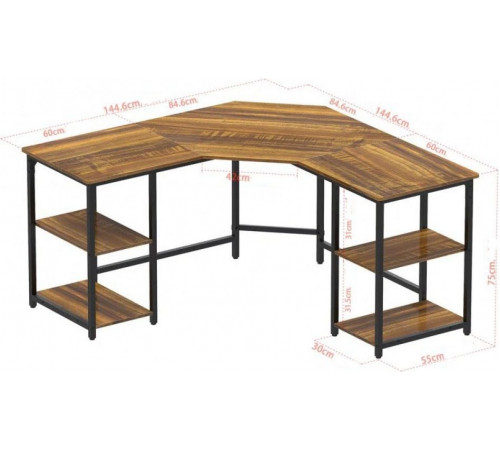 Г-образный компьютерный стол Haillee с металлическим основанием