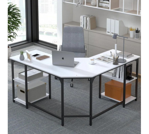 Г-образный компьютерный стол Haillee с металлическим основанием