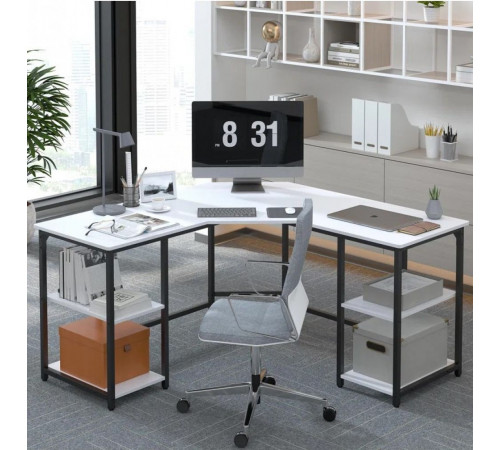 Г-образный компьютерный стол Haillee с металлическим основанием