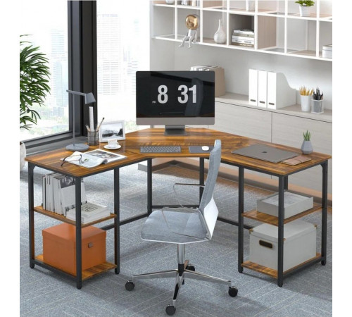 Г-образный компьютерный стол Haillee с металлическим основанием