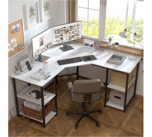 Г-образный компьютерный стол Haillee с металлическим основанием