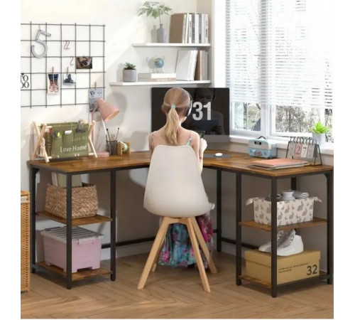 Г-образный компьютерный стол Haillee с металлическим основанием