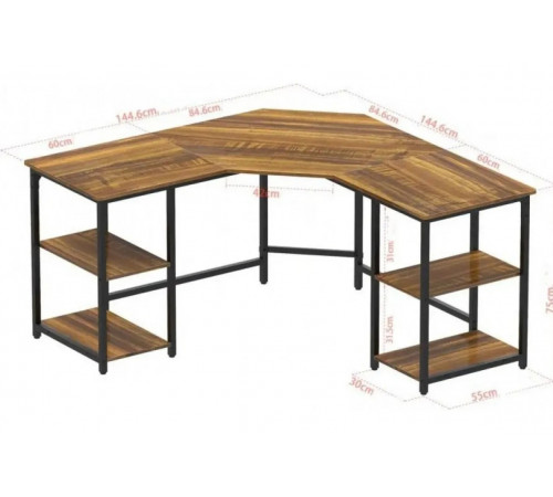 Г-образный компьютерный стол Haillee с металлическим основанием