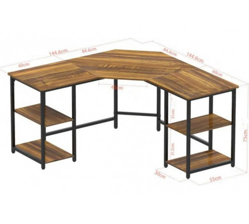 Г-образный компьютерный стол Haillee с металлическим основанием