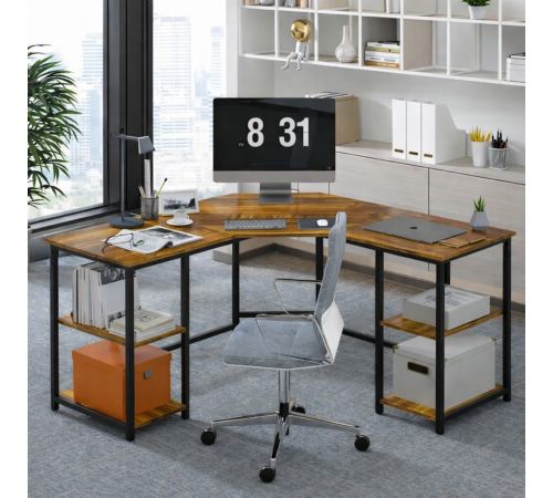 Г-образный компьютерный стол Haillee с металлическим основанием