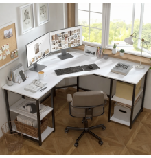 Г-образный компьютерный стол с металлическим основанием Haillee