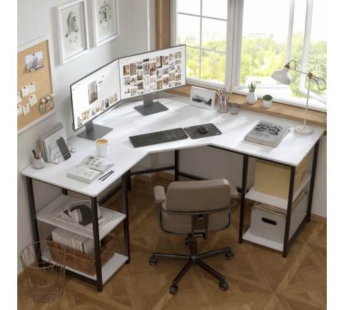 Г-образный компьютерный стол Haillee с металлическим основанием