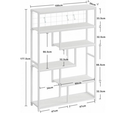 Геометрический стеллаж MSM — большой 6-уровневый открытый стеллаж для дома и офиса.