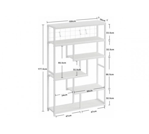 Геометрический стеллаж MSM — большой 6-уровневый открытый стеллаж для дома и офиса.