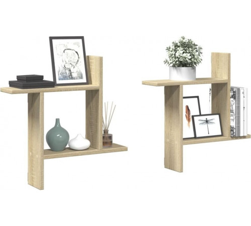 Две настенные полки дуб Сонома в стиле лофт