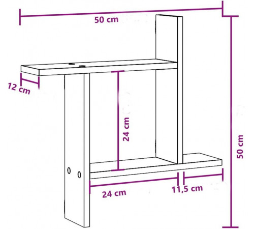 Две настенные полки дуб Сонома в стиле лофт