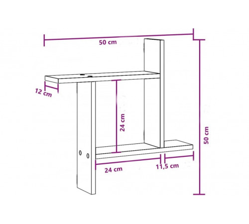 Две настенные полки дуб Сонома в стиле лофт