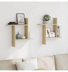 Две настенные полки, дуб сонома