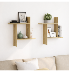 Две настенные полки, дуб сонома