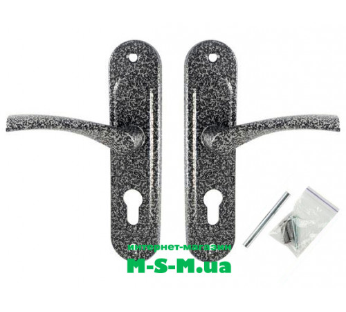 Дверная ручка на планке Арико 55мм серебряный антик