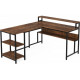 Двухсторонний L‑образный стол MSM JW0674 с полками и подставкой для монитора.
