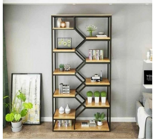 Утонченный лофт-стеллаж с металлическим каркасом и полками из ДСП – идеальное сочетание прочности и эстетики.