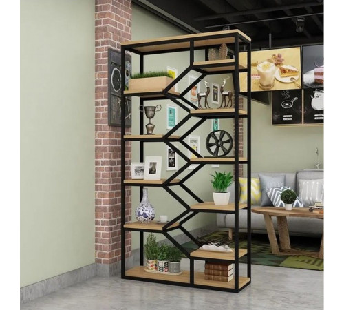 Утонченный лофт-стеллаж с металлическим каркасом и полками из ДСП – идеальное сочетание прочности и эстетики.