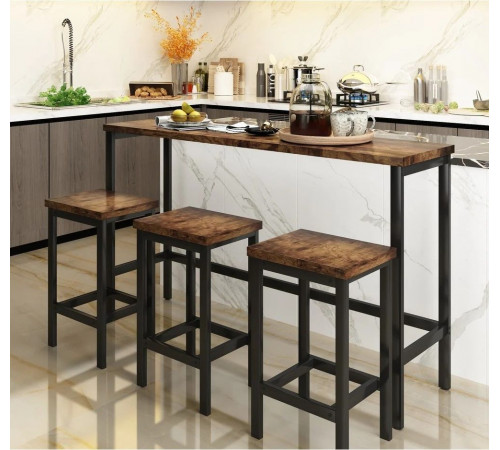 Длинный обеденный стол с 3 табуретами, набор для пабов.