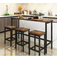 Довгий обідній стіл із 3 табуретами, набір для пабів.