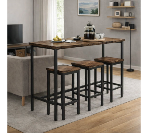 Длинный обеденный стол с 3 табуретами, набор для пабов.