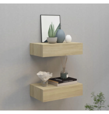 Елегантна підвісна полиця з ящиком, дуб сонома