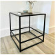 Журнальный столик Aria Glass Metal – стеклянный черный, 50×50×55 см