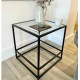 Журнальний столик Aria Glass Metal — скляний чорний, 50×50×55 см