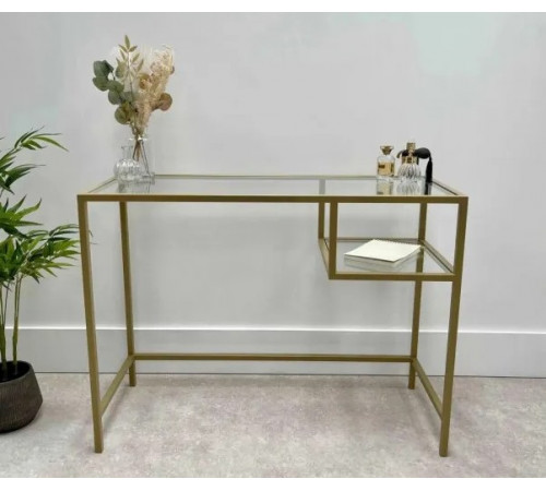 Журнальный столик стеклянный металлический, золотой