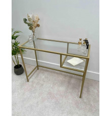 Журнальний столик скляний металевий, золотий