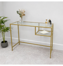 Журнальный столик стеклянный металлический, золотой