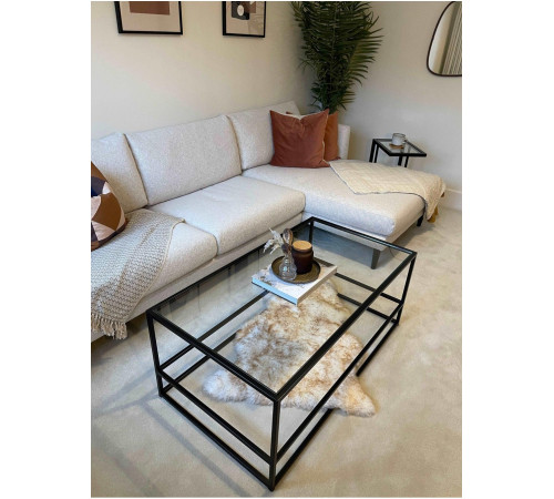 Журнальный столик Aria Glass Metal – черный, стекло+метал, 110×60×45 см