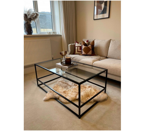 Журнальный столик Aria Glass Metal – черный, стекло+метал, 110×60×45 см