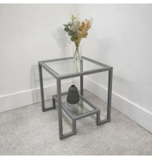 Журнальный столик Hudson Glass металлический, серый