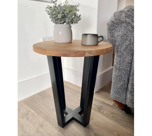 Круглый столик в стиле Лофт (Ø 45 см) на металлическом каркасе