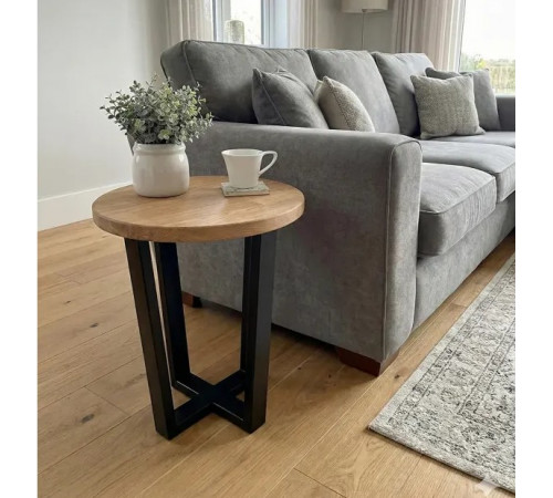 Круглый столик в стиле Лофт (Ø 45 см) на металлическом каркасе