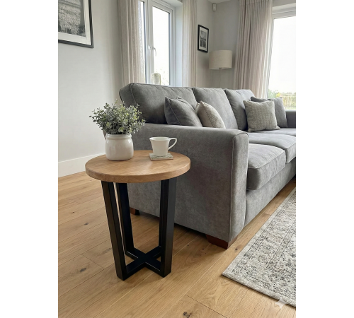 Круглый столик в стиле Лофт (Ø 45 см) на металлическом каркасе