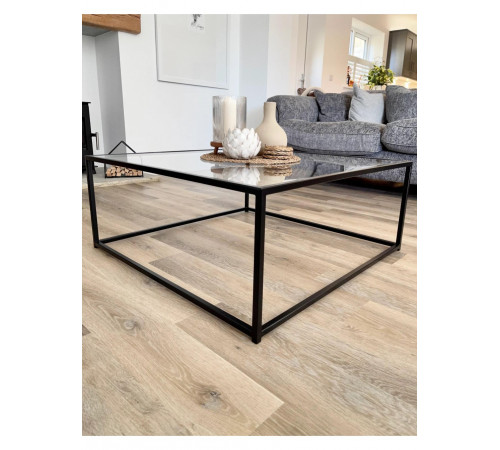 Журнальный столик Mila Square (Стекло) - Квадратный Стол Лофт 85х85 см.