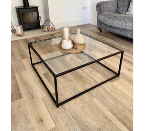 Журнальный столик Mila Square (Стекло) - Квадратный Стол Лофт 85х85 см.