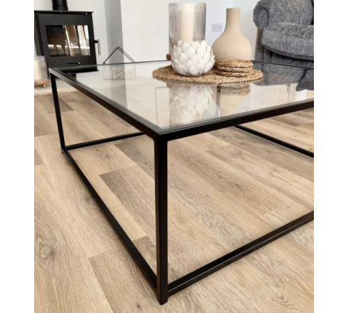 Журнальный столик Mila Square (Стекло) - Квадратный Стол Лофт 85х85 см.