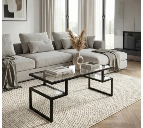 Журнальный столик Тab-172: Прозрачная элегантность и индустриальный стиль