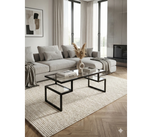 Журнальный столик Тab-172: Прозрачная элегантность и индустриальный стиль